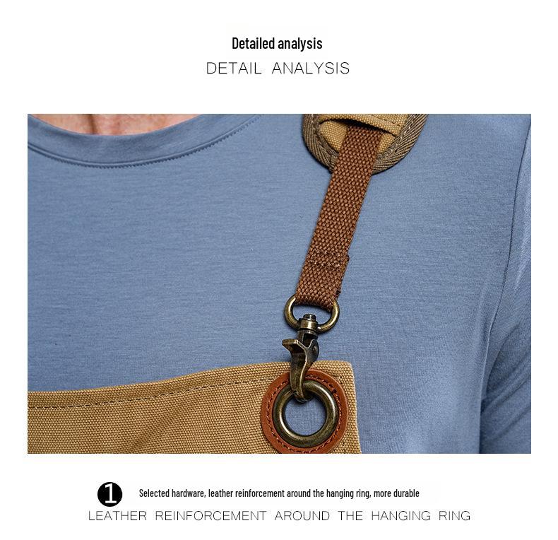 Verschleißfeste Canvas-Küchenschürze mit mehreren Taschen und individuellem Logo