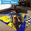 Custom Name Cartoon Excavator Rug for Living Room, Game Rooms, Office, Bedroom, Floor Mat Playful Design, fan gifts Christmas decor