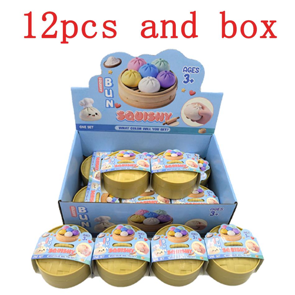 1-12Pcs Dumpling Stress Balls Fidget Sensory Toy Squeeze Dough Ball Stress Relief Toys For Halloween Prank Toys  Gifts