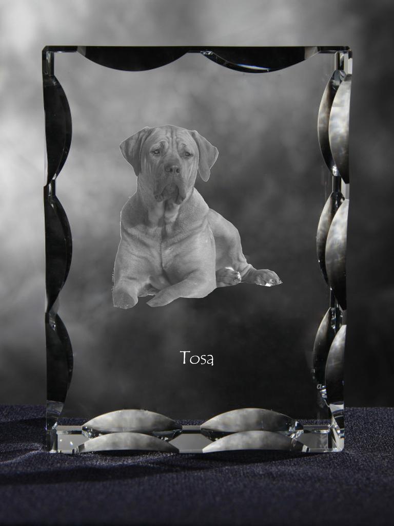 Tosa Inu, Tosa-Ken, Japanese Mastiff - Crystal with a Picture of a Dog, Glass Statuette with a Picture, Unique Frame with a Picture from Art-Dog Brand