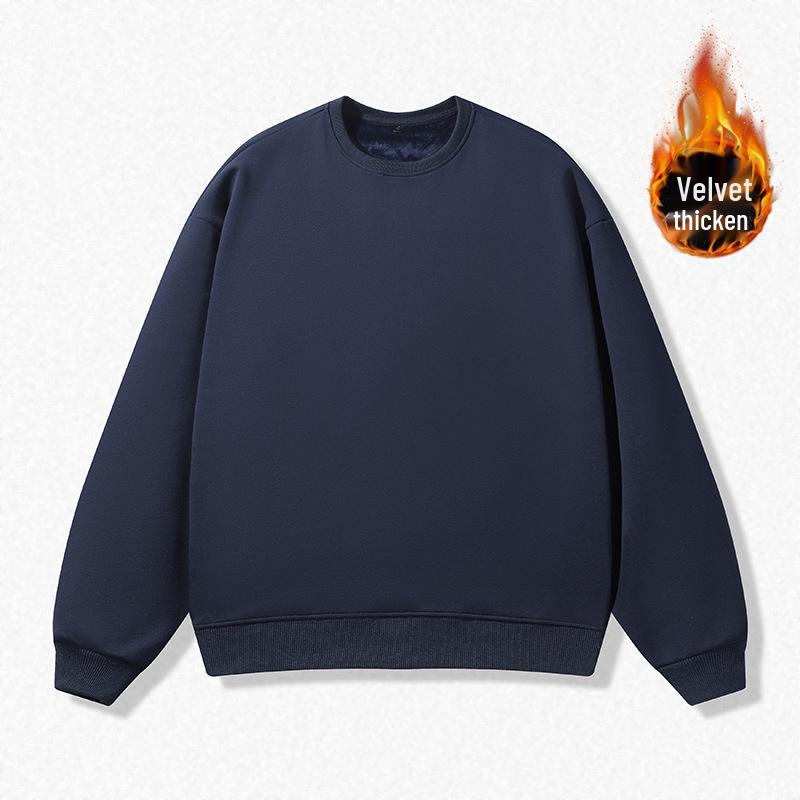 Unisex casualowa bluza z kapturem podszyta polarem: Okrągły dekolt, Luźny krój, Duży rozmiar, Długi rękaw, Idealny dla par