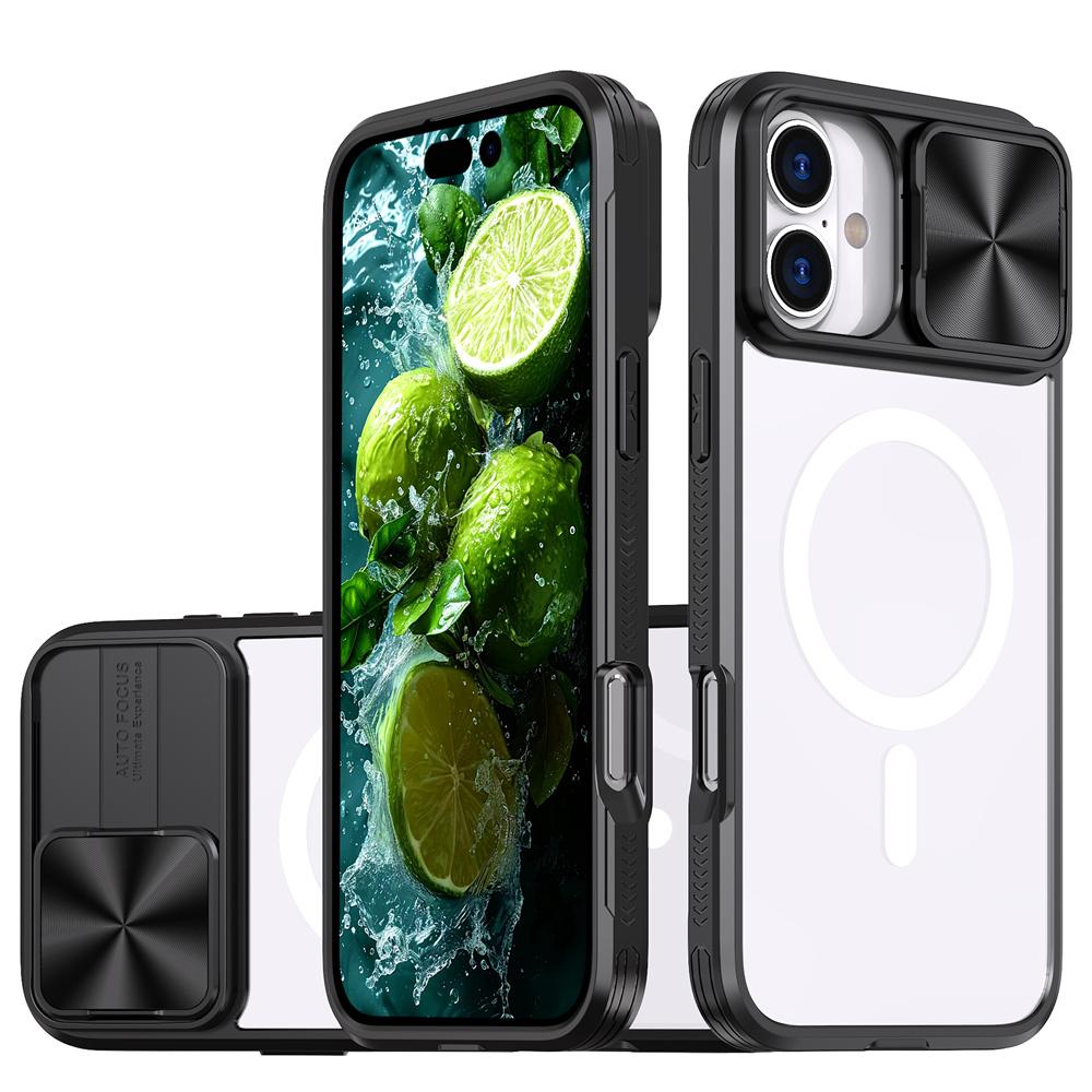 Slide Camera Lens Protection Clear For Magsafe Phone Case For 17 16 15 14 13 12 11 Pro Max Magnetic Wireless Charge Cover