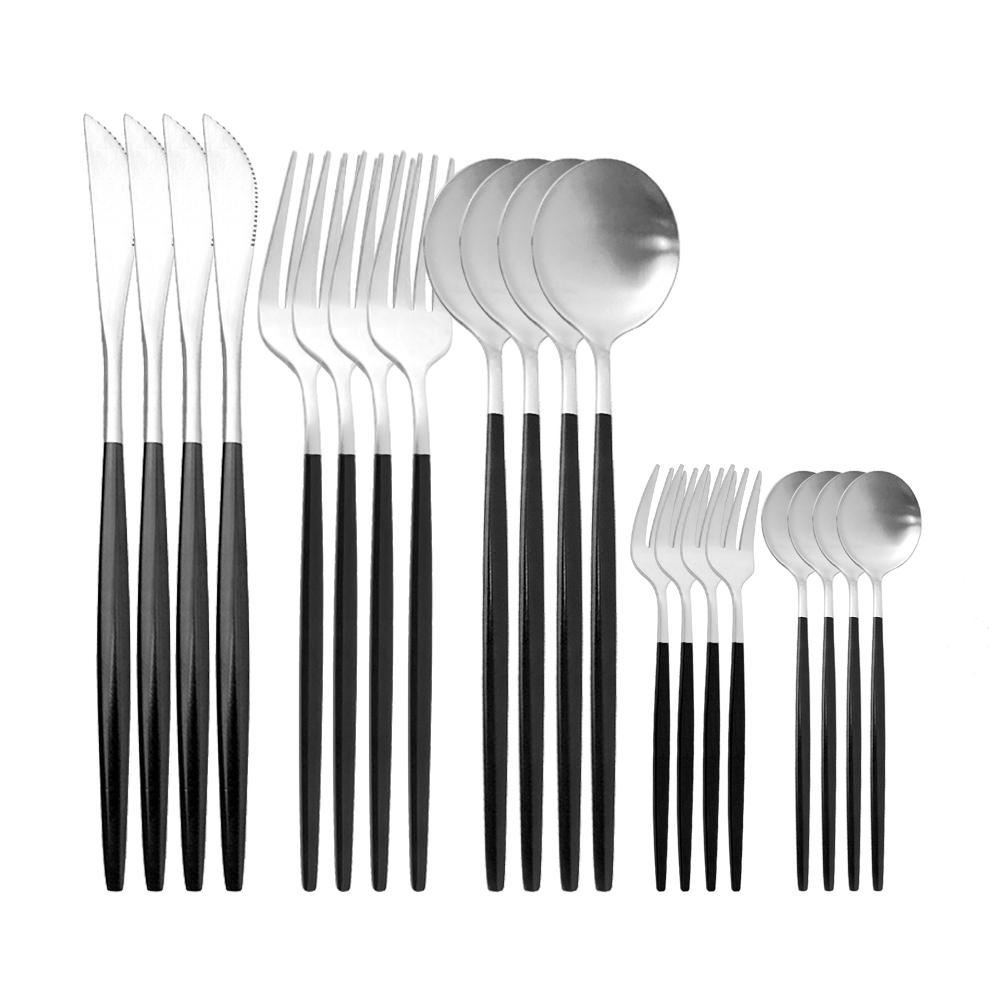 Set di posate multicolore da 20 pezzi, set di stoviglie, coltello da cena, forchetta da torta, argenteria arcobaleno in acciaio inossidabile 304, set per la tavola della casa
