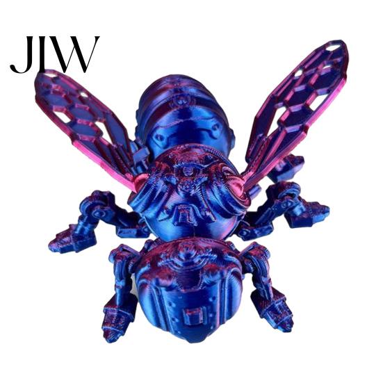 Robot Insect Decoration 3D Printed Mechanical Bee Figurine, Hornet Ornament with Movable Joints, Articulated Wasp Joints Model Fidget Toy, for