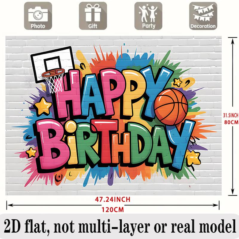 Basketball Birthday Banner, Sport Theme Backdrop Wall Decor for Party