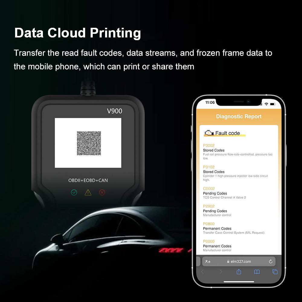 Kontrola motoru systém V900 diagnostický nástroj do auta čtečka kódů auta OBD2 vymazat kód OBD II EOBD skener tester baterie vymazání kódu závady