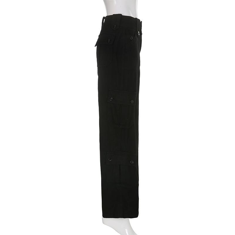 Summer Women's Pant Street Spice Low Waist Double Row Button Tide Artificial Multi-Pocket Denim Casual Pants