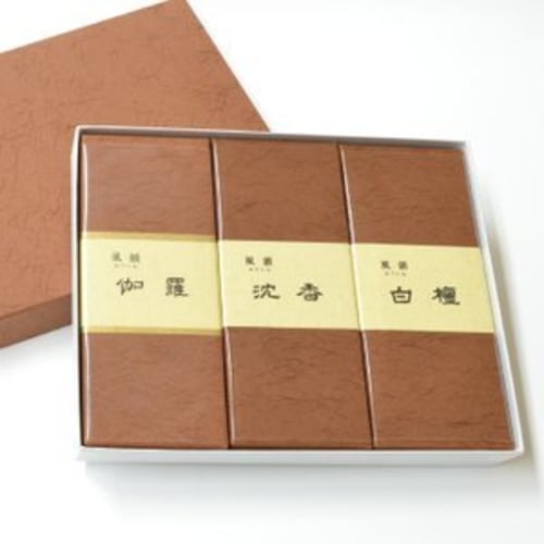 Minori-en Incense by Ishi no Sakai, Gift Set [Fuin 3-Box Set: Kyara, Agarwood, and Sandalwood] Premium Smoky Incense, Perfect for Offerings, Gifts, an