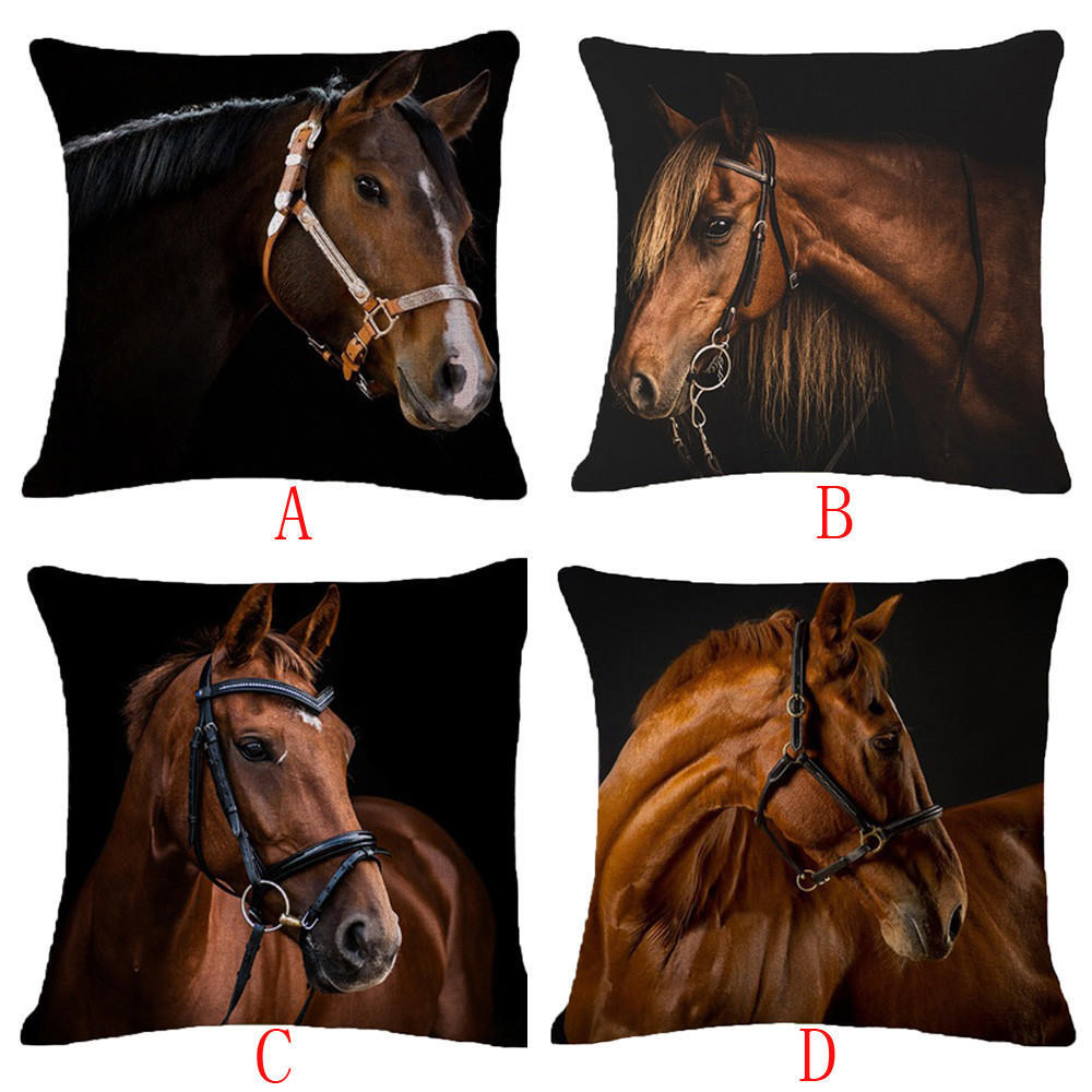Creative Pillow Fashion Cartoon Animal Horse Home Decor Cotton Linen Cushion