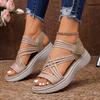 Flat Breathable Women's New Sandals Summer Woven Cutout Platform Overfoot Women's Sandals