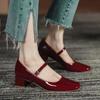 Mary's Shoes Women's Japanese Style Summer 2024 Red Patent Leather Square Head French Style Single Shoes One-piece Sole