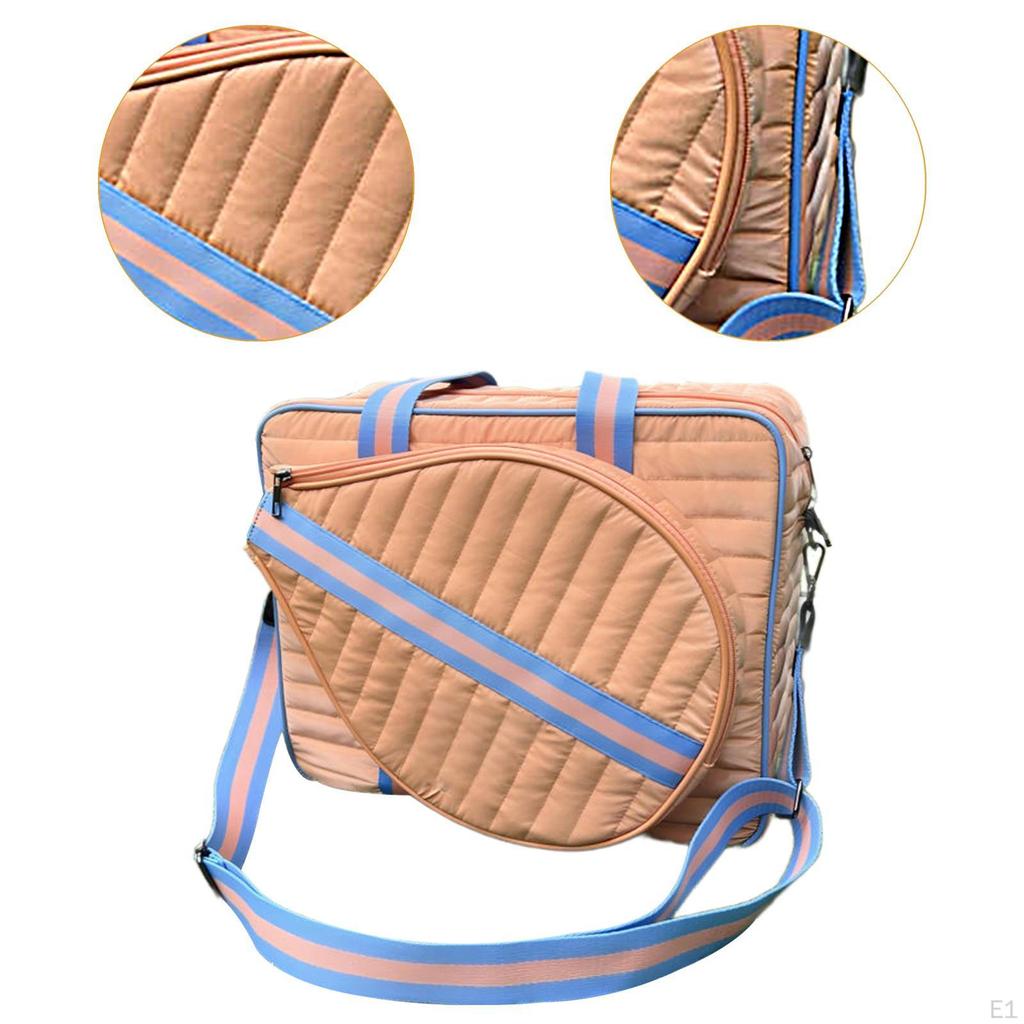 Tennis Shoulder Bag Racket Holder Lightweight Tote Multifunctional Zipper Closure