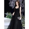 Black banquet evening dress 1011 new summer temperament niche light luxury catwalk dress party host dress