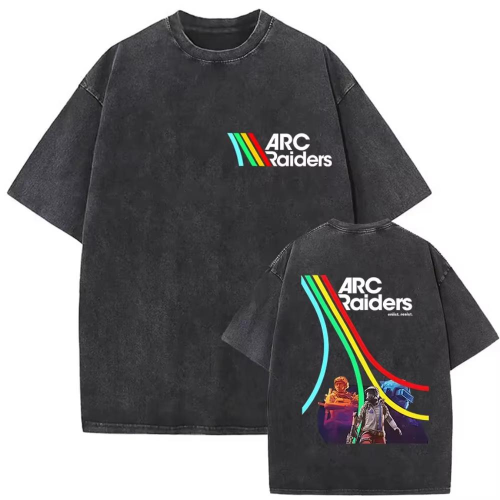 Spieler Arc Raiders Vintage Washed T-Shirt Herren Gothic Mode Baumwoll-T-Shirt Yk harajuku Hochwertiges Kurzarm-Oberteil