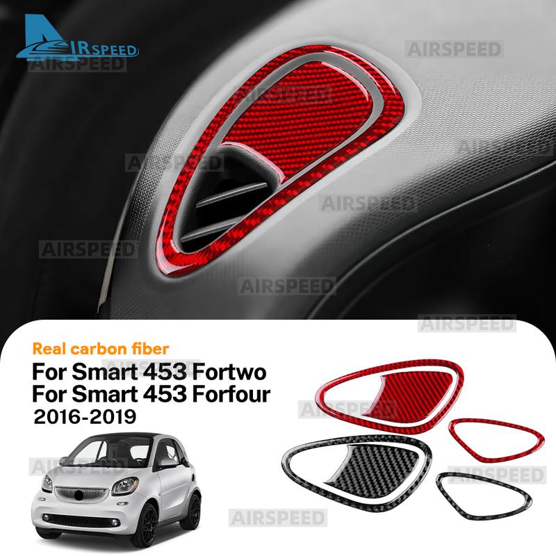 Real Soft Carbon Fiber Stickers For Mercedes Benz Smart 453 Fortwo/Forfour 2016 2017 2018 Car Dashboard Sides Air Outlet