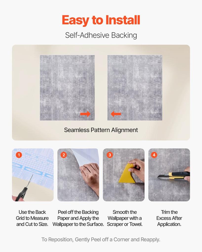 Peel and Stick Wallpaper, 40cm X 15m Contact Paper Waterpoof Self Adhesive, Easy To Clean Wall Decorative Vinyl Roll for Bedroom Kitchen Office