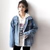 Women's Retro Blue Denim Jacket – Loose Korean Style, Plus Size, Trendy BF Style for Spring & Autumn