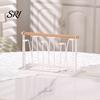 Nordic Style Cup Holder Iron Drying Rack with Wood Handle & Drip Tray Baby Bottle Plastic Dryer Space-Saving Countertop Organizer for Mugs Glasses