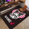 Custom Kuromi Mat Personalized Name, Polyester Washable Indoor Entryway Rug, Gift for Christmas, Easter, Thanksgiving Day
