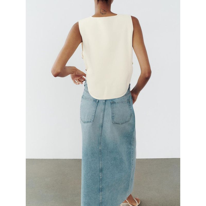 Za2024 Autumn New Women's Clothing Casual Easiest for Match Round Neck Side Button Knitting Vest 9598133 712