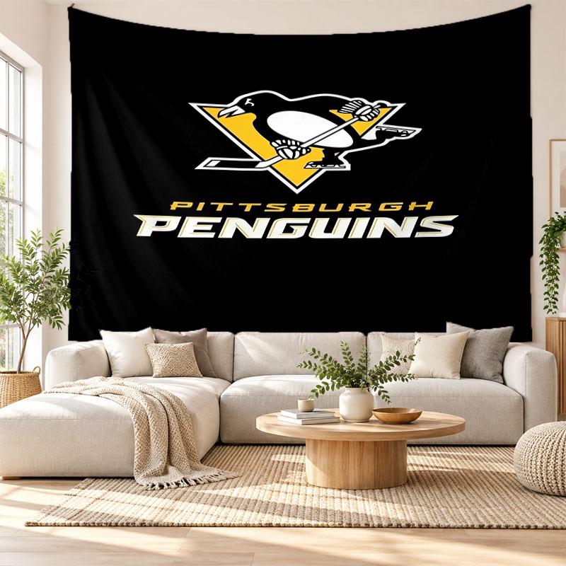 Pittsburgh Penguins Wandteppich, Weiches Stoff Wandbehang, Dekorative Kulisse Für Schlafzimmer Heim Wandkunst