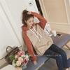 2026 New Autumn/Winter Women's Korean Style Trendy Long Sleeve Loose Plus Velvet Color Block Hoodie