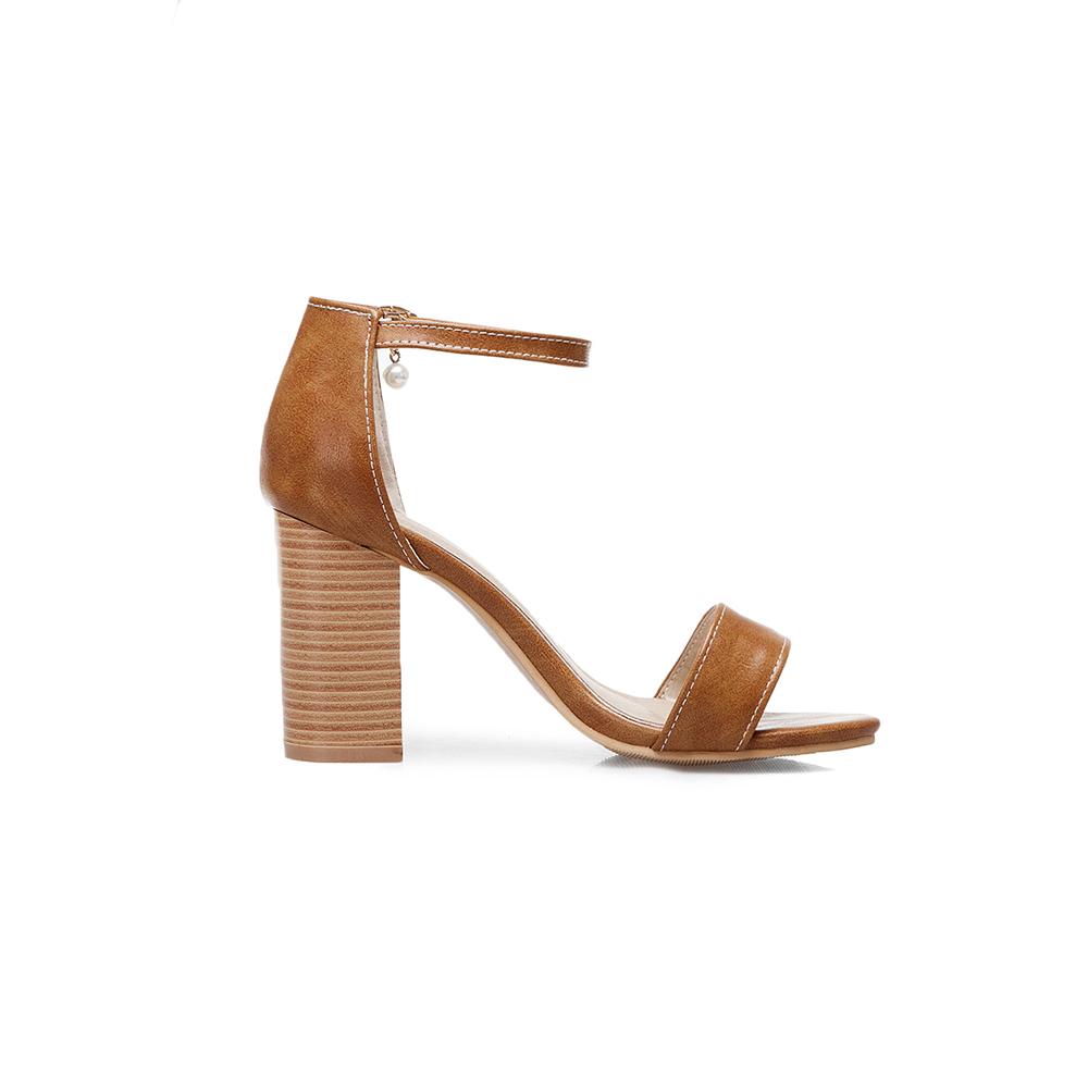 Fashion Women Sandals Ankle Strap High Chunky Heels Office Lady Dress Shoes Small Large Plus Size 32 50