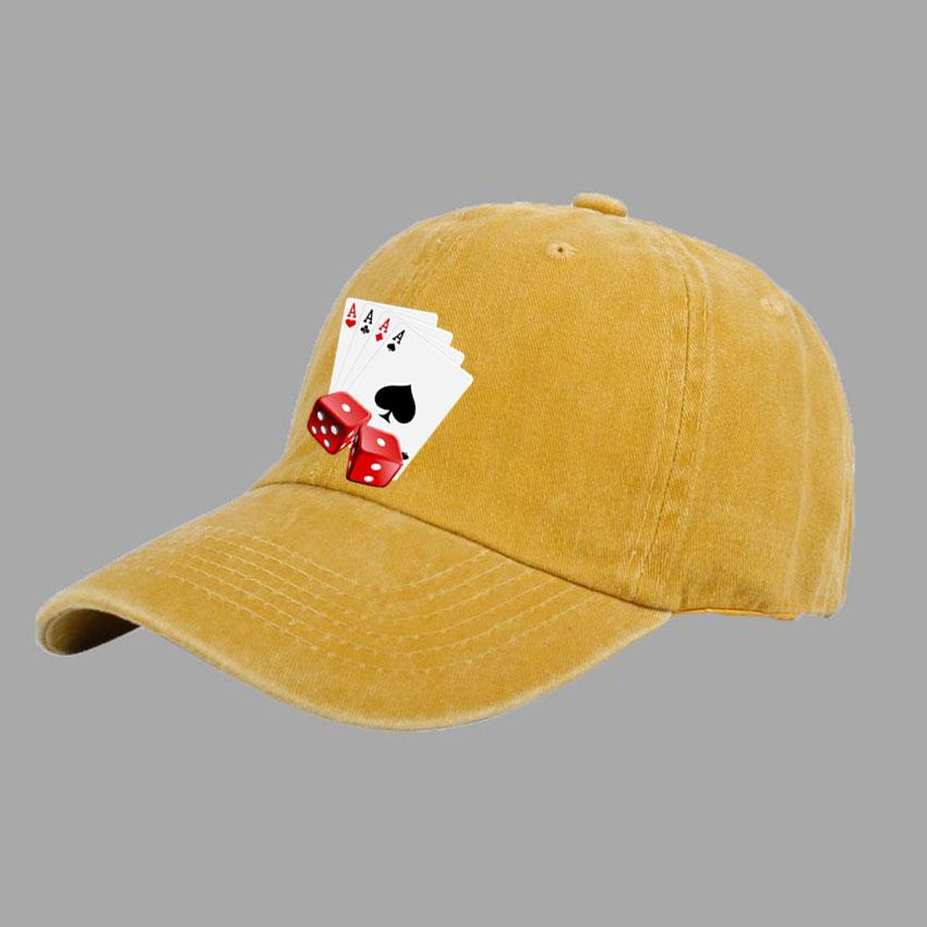 Baseball Caps Men Women Vintage Washed 100% Cotton Dad Hat Funny Poker Pattern Print DIY Team Logo Snapback Cap Hip Hop Hat