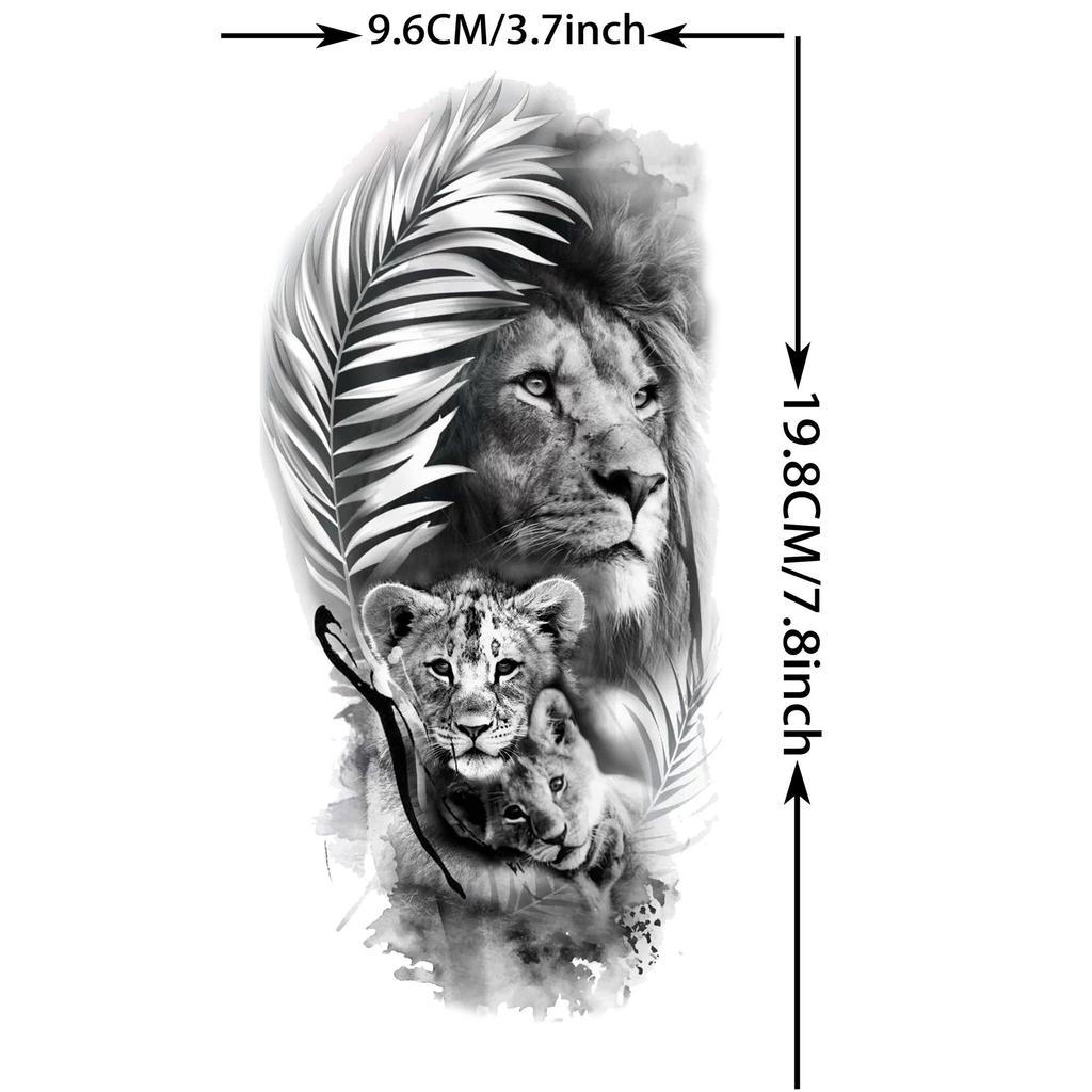 1 Sheet Lion King With Baby Temporary Tattoos For Men Women Family Style Tatoos Long Lasting Waterproof Fake Arm Tattoo Stickers