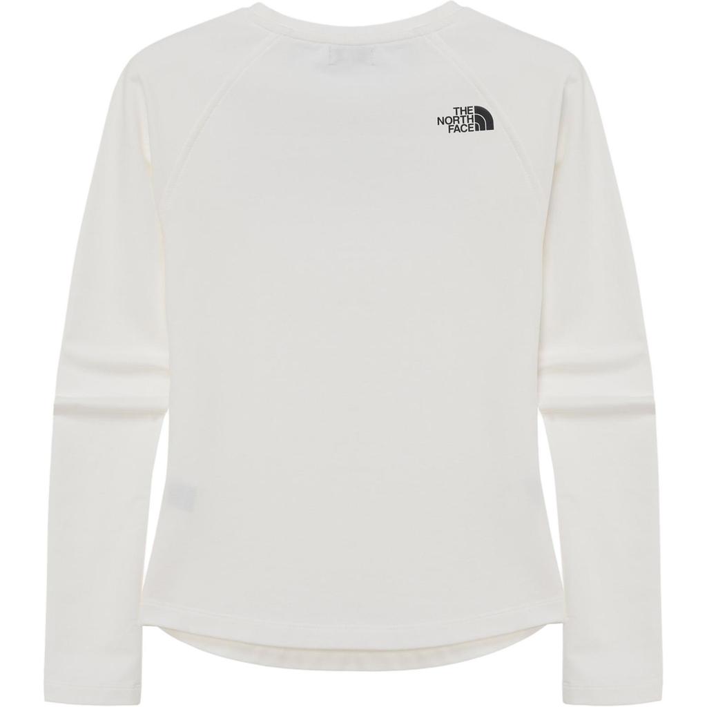 The North Face Mountain Outdoor Logo Crew Neck Fitted Long Sleeve T-Shirt Women Tops Ivory NT7TR30J