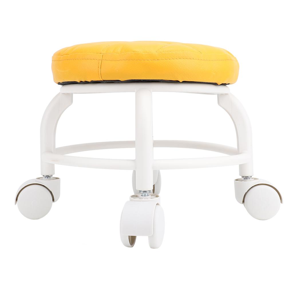 Tabouret bas pivotant en cuir PU avec roulettes silencieuses et siège à roulettes bas pour la maison
