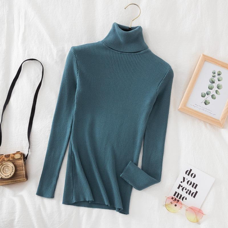 Fashion Turtleneck Long Sleeve Pullover Knitted Women Sweater Spring Autumn Thin Slim Fit Loose Simple Tops Sweaters Korean Version Bottoming Top