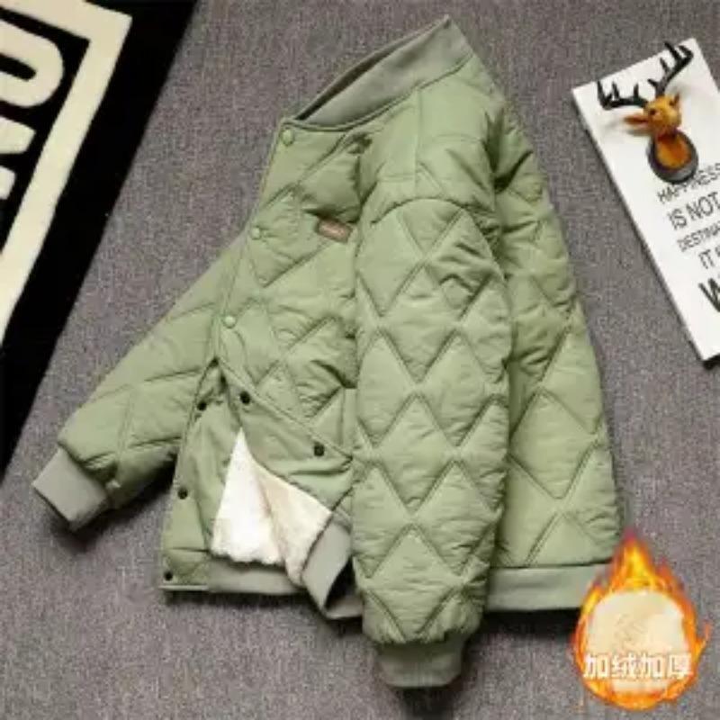 Thickened Velvet Jacket for Men in Winter Diamond Pattern Loose Cotton Coat Korean Style Baseball Japanese