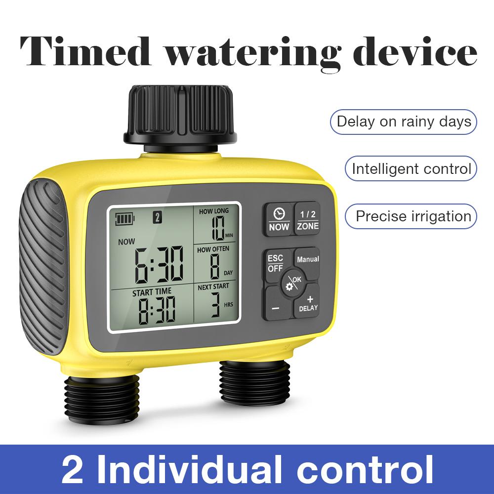 2-ZONE Digital Water Timer Automatic Irrigation Controller Garden Flower Plants Watering Device Programmable Timed Sprinkler