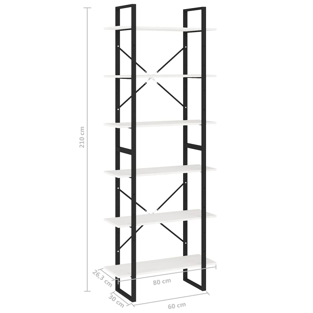 Floor standing Shelf Tall White 80 x 30 x 210 cm Solid Pine Wood