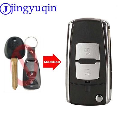 Jingyuqin Modifierad Fjärrkontroll 2 Knappar Bilnyckelfodral Skydd Fob För Hyundai Elantra Santa FE Atos Trajet Fjärrlarm