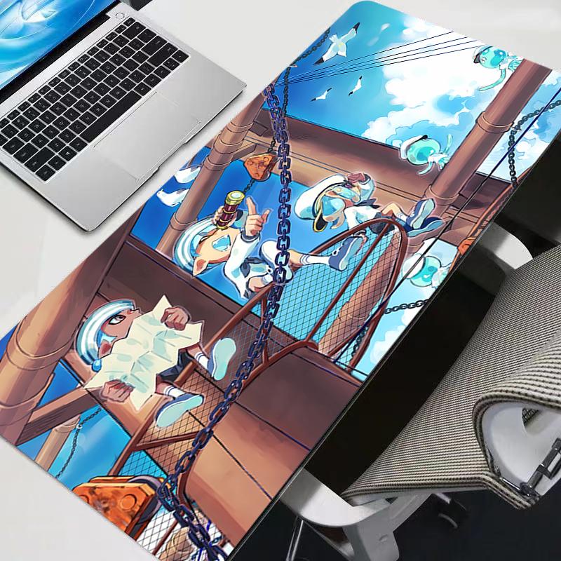 Large Mouse Pad durable Carpet Laptop Pc Pokemon Pikachu Gamer Keyboard Mat XXL Mousepad Edge White Tassel Rubber Table Mat