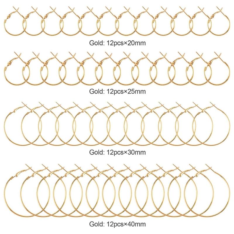 96 Pcs Hoop Earrings Finding Hypoallergenic Alloy Round Earring Hoops for Jewelry Making Earring DIY Craft Easy to Use