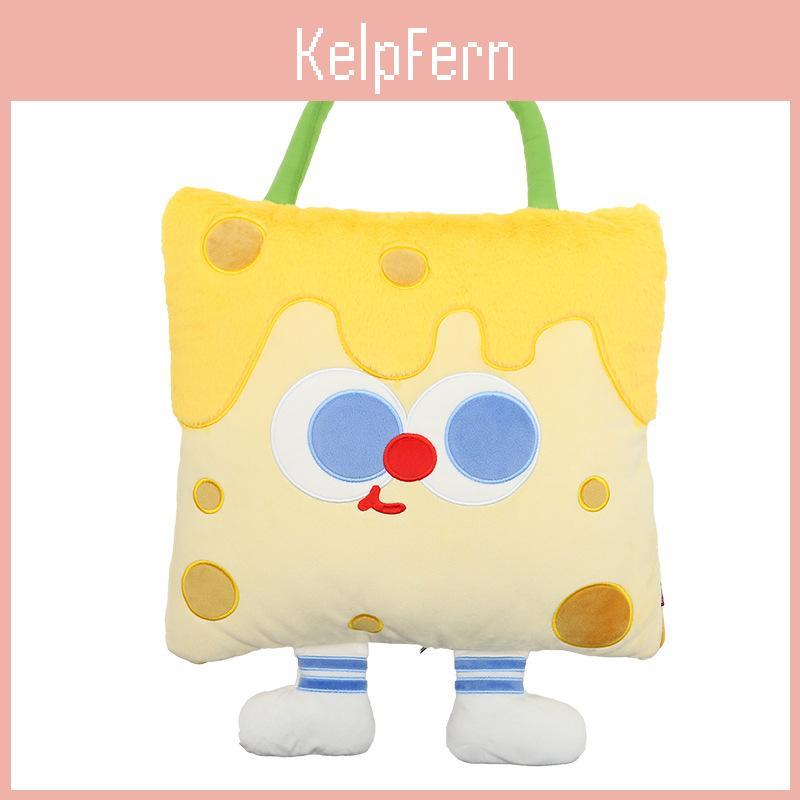 Cartoon Hamburger Embroidered Pillow Blanket With Plush Cover For Kids And Car Travel Comfort
