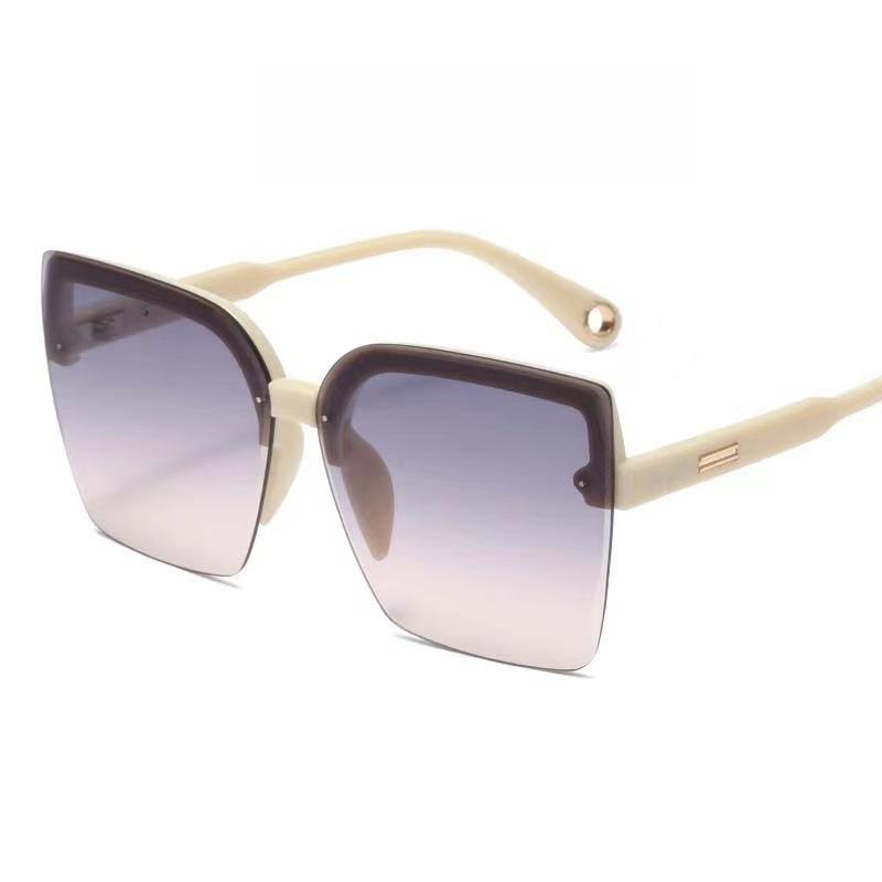 Oversized Square Sunglasses For Women With Gradient PC Lenses, Rimless Style, Side Rhinestone Accent For Driving And Daily Outdoor Wear