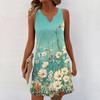 Women Summer Dresses V-Neck Print Sleeveless Sundress Casual Dress