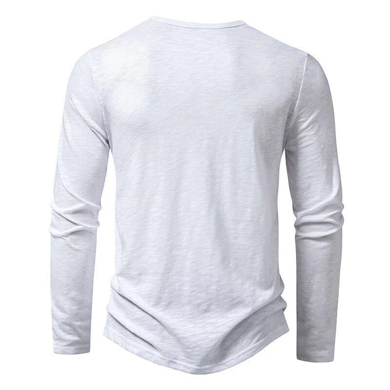 Men's Cotton Button Henley Neck Shirt Long Sleeve Casual Button Solid Color Fashion T-Shirts