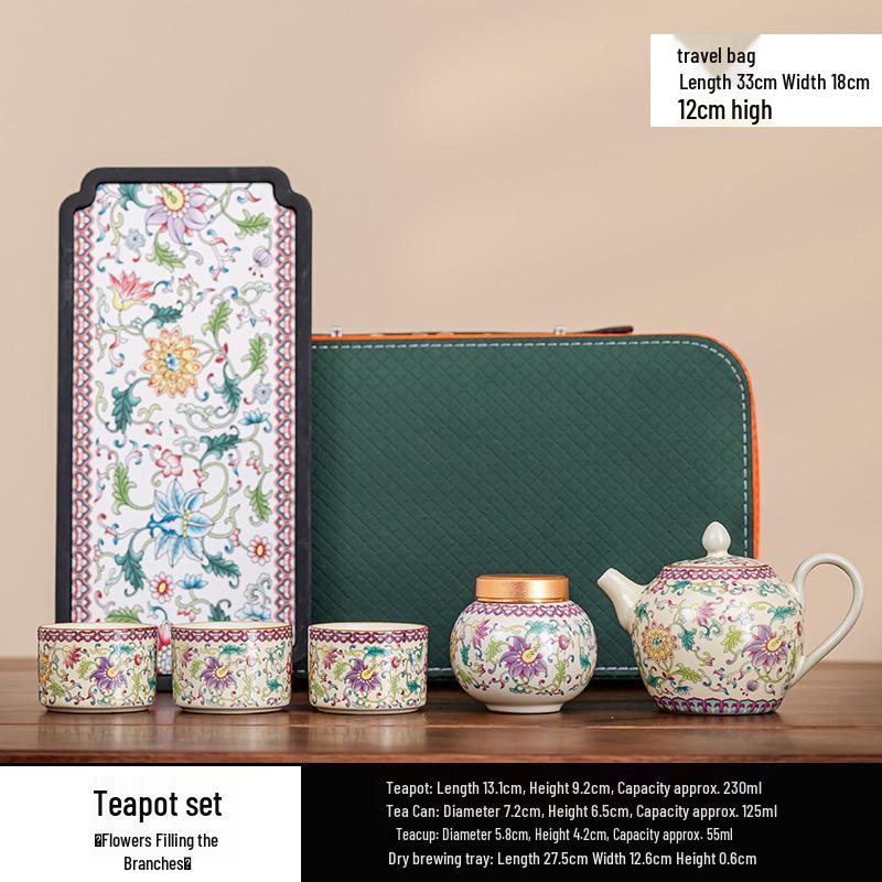 Portable Gongfu Tea Set with Kiln Handle: Travel Tea Brewer, 1 Pot, 3 Cups