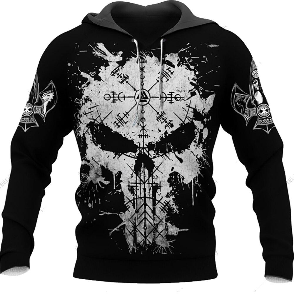 3D Printed Skull Graphics Men's Hoodie Tops Fashion Unisex Sweatshirt Spring Hip Hop Streetwear Oversized Casual Men's Clothing