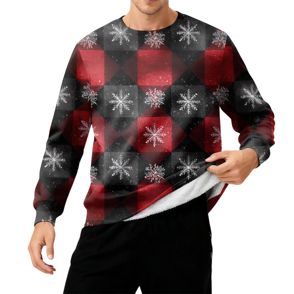 Men's Round Neck Fleece-Lined Thick Warm Sweatshirt