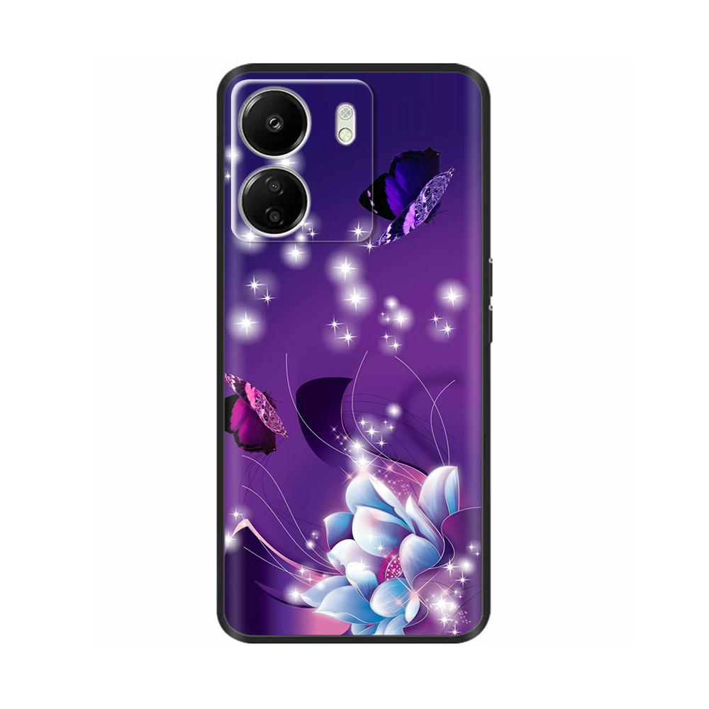 For Xiaomi Poco C65 Case Cute Luxury Painted Back Cover Soft Black Silicone Phone Case For Xiaomi Poco C65 PocoC65 Fundas Bumper