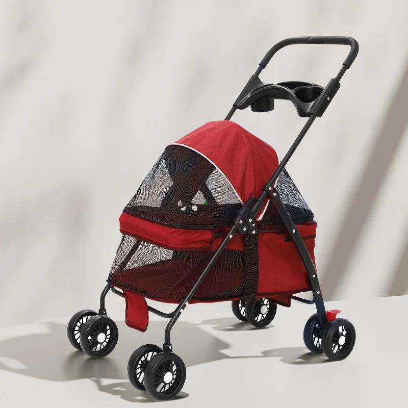 Pet Cart Dog Transportation Cat Trolley Small and Light Separation Foldable Going Out Supplies Pet Stroller Dog Carrier
