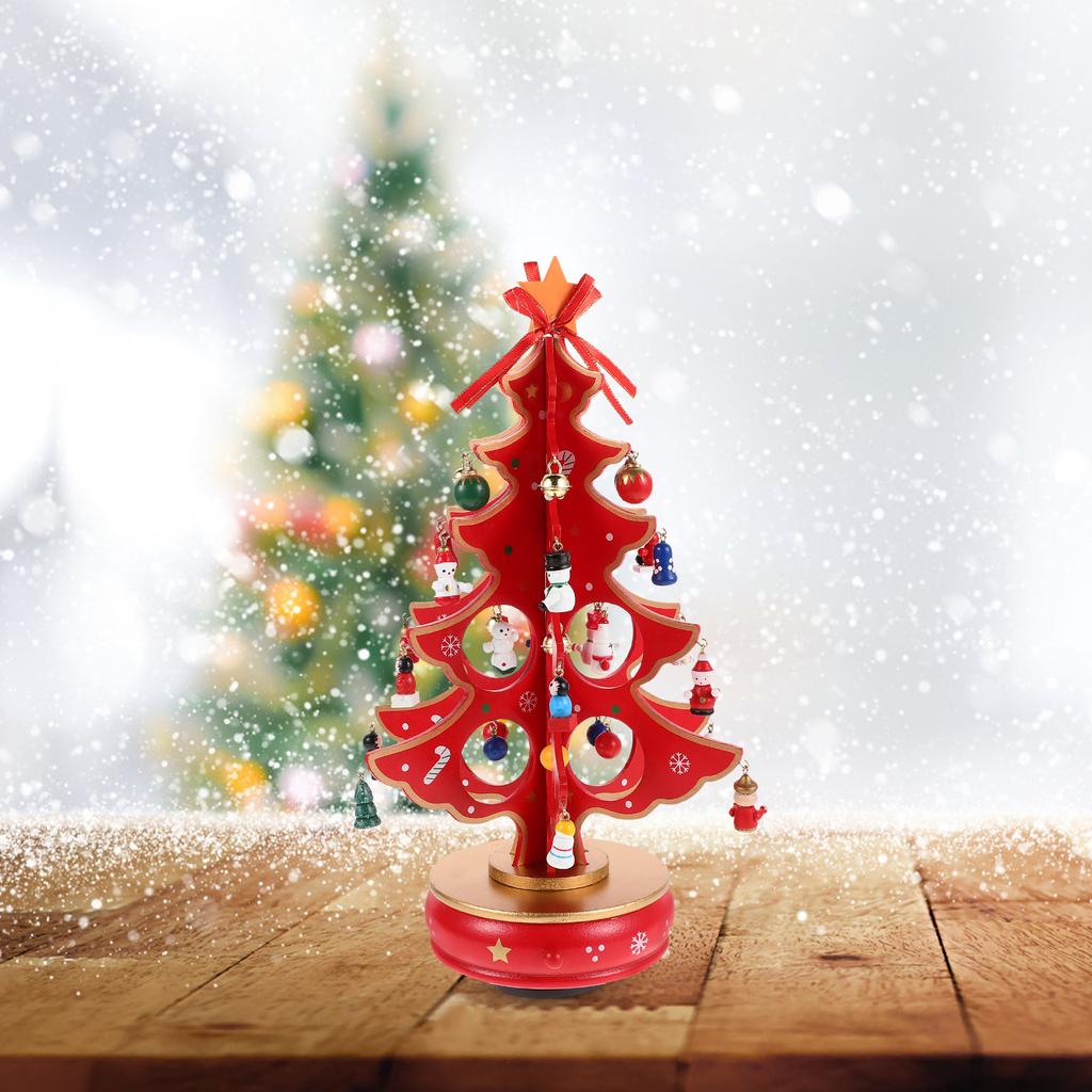 Christmas Tree Music Box Creative Wooden Handmade Miniature Fair-Sounding Melodies Home Decor Gift For Women Girls