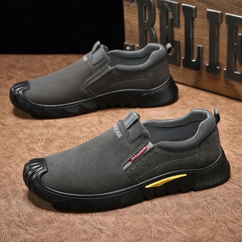 Fashion Men's Sneakers Autumn Labor Protection Shoes Man Soft Sole Wear-resistant Work Shoes Men Black Versatile Casual Sneaker Tenis