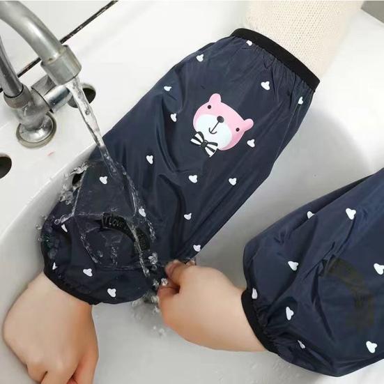 1 Pair Oilproof Anti Fouling Elastic Cuffs Kitchen Oversleeves Cartoon Cloud Bear Print Cleaning Oversleeves Household Supplies